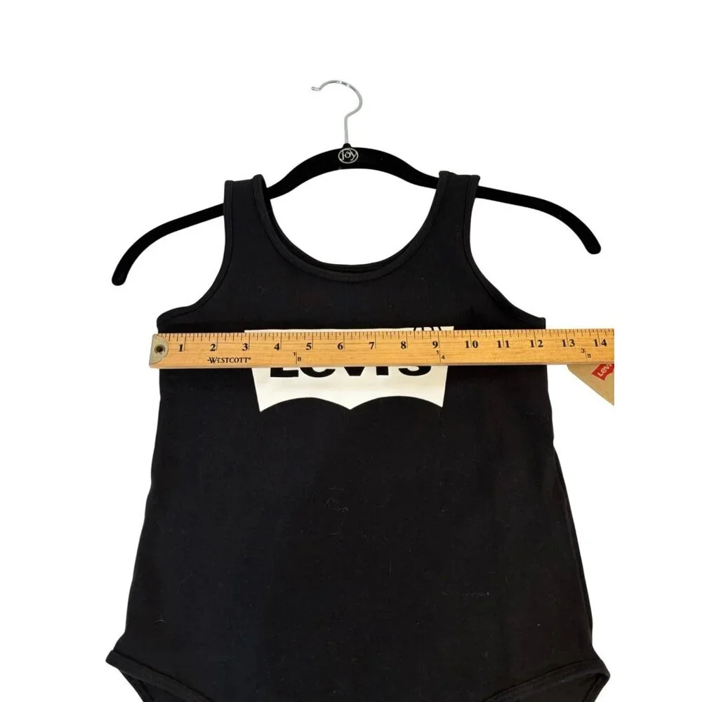 Levis Girls Black Logo Tank Bodysuit‎ Size Medium10-12 Yrs Cotton Stretch NWT